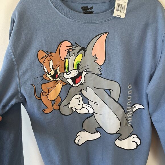 Tom And Jerry Graphic Crewneck Sweatshirt Blue Juniors Size Medium NWT’s - Picture 4 of 10